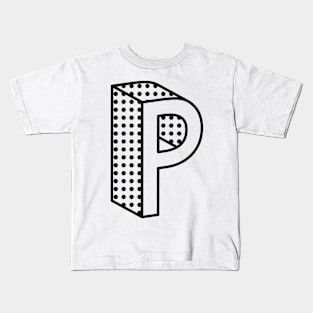 3D Ben Day Dot Isometric Letter P Kids T-Shirt